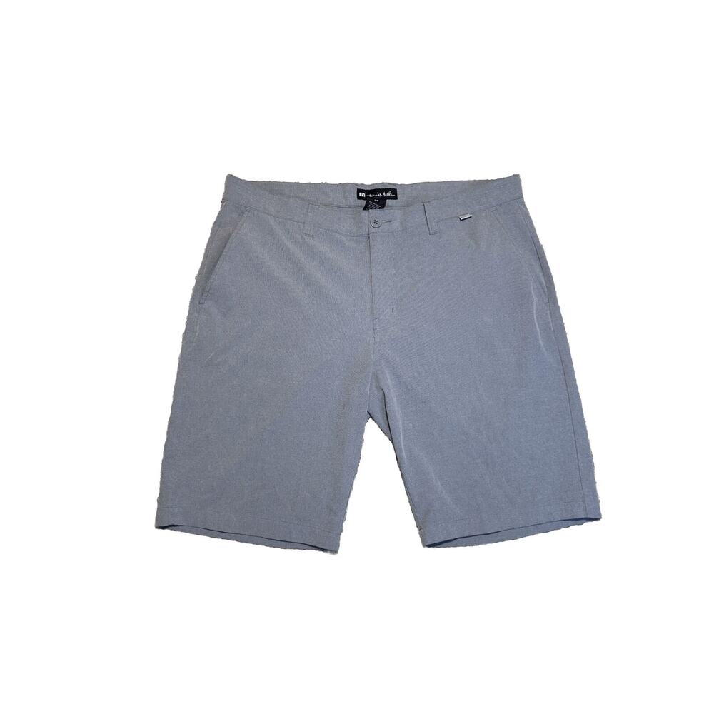 Travis Mathew Golf Shorts 38” Grey chino Pockets proceed with caution Stretch